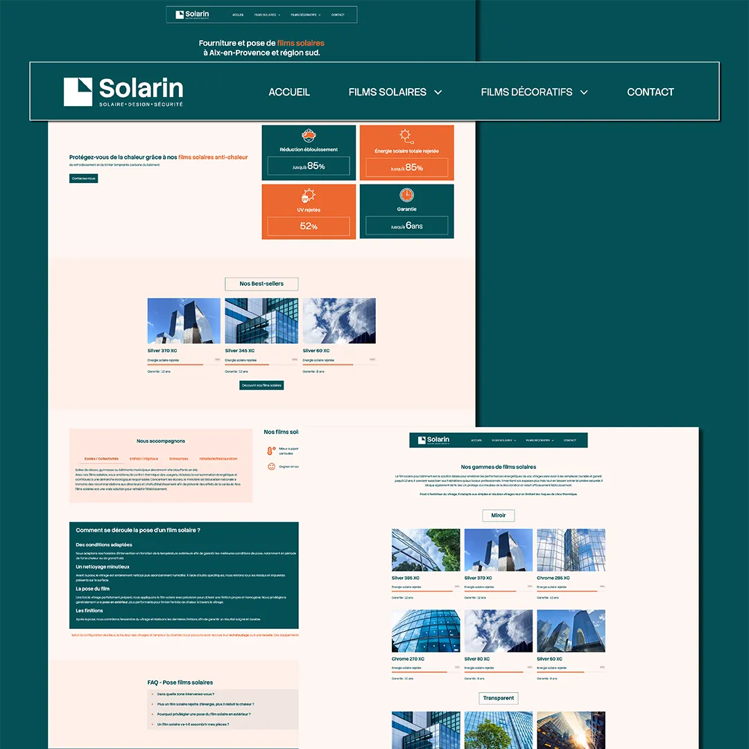 Maquettes web pour le site internet de Solarin
