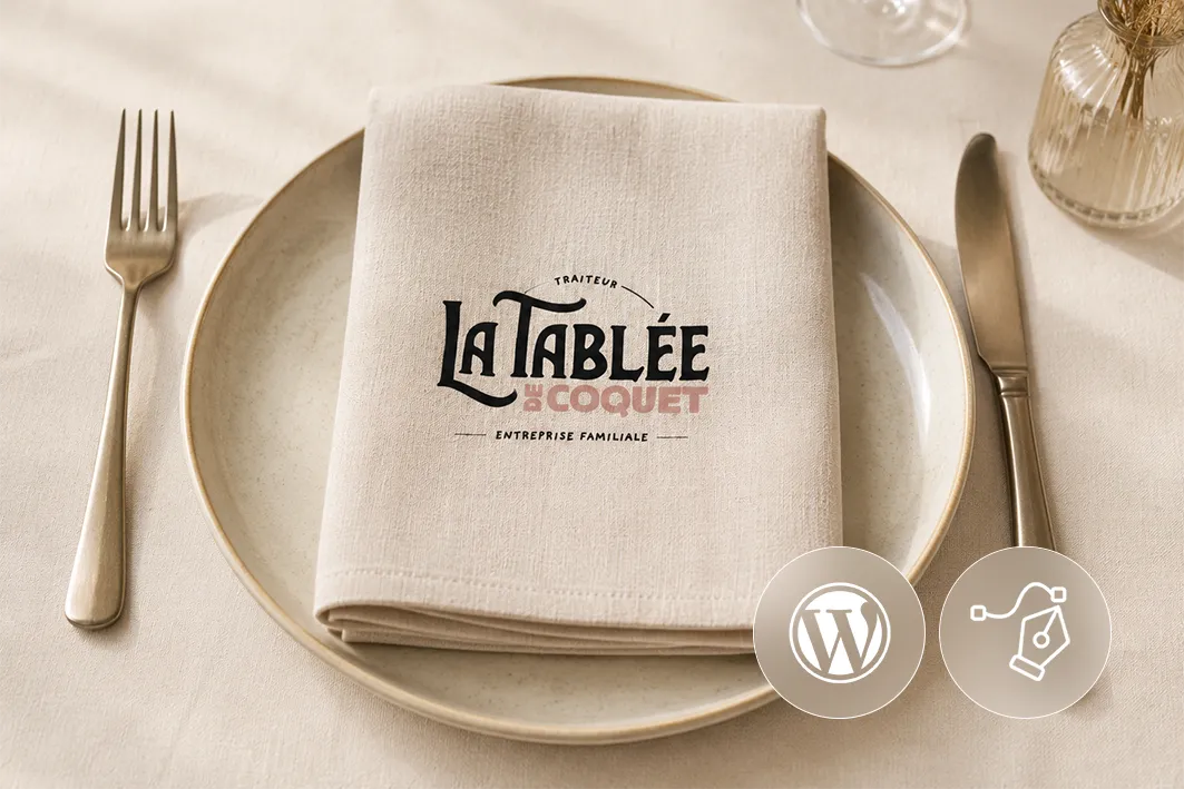 Logo de la Tablée de Coquet sur une serviette de table