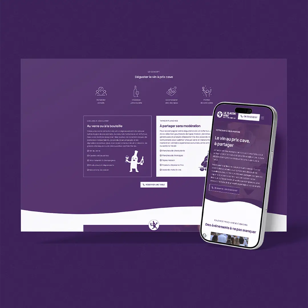 Site web de Flacon Ivre, caviste à Pertuis, affiché sur mobile