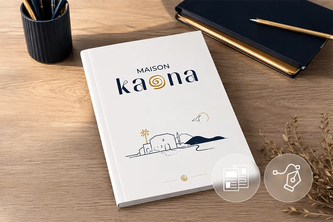 Cachier blanc avec le logo Maison Kaona dessus