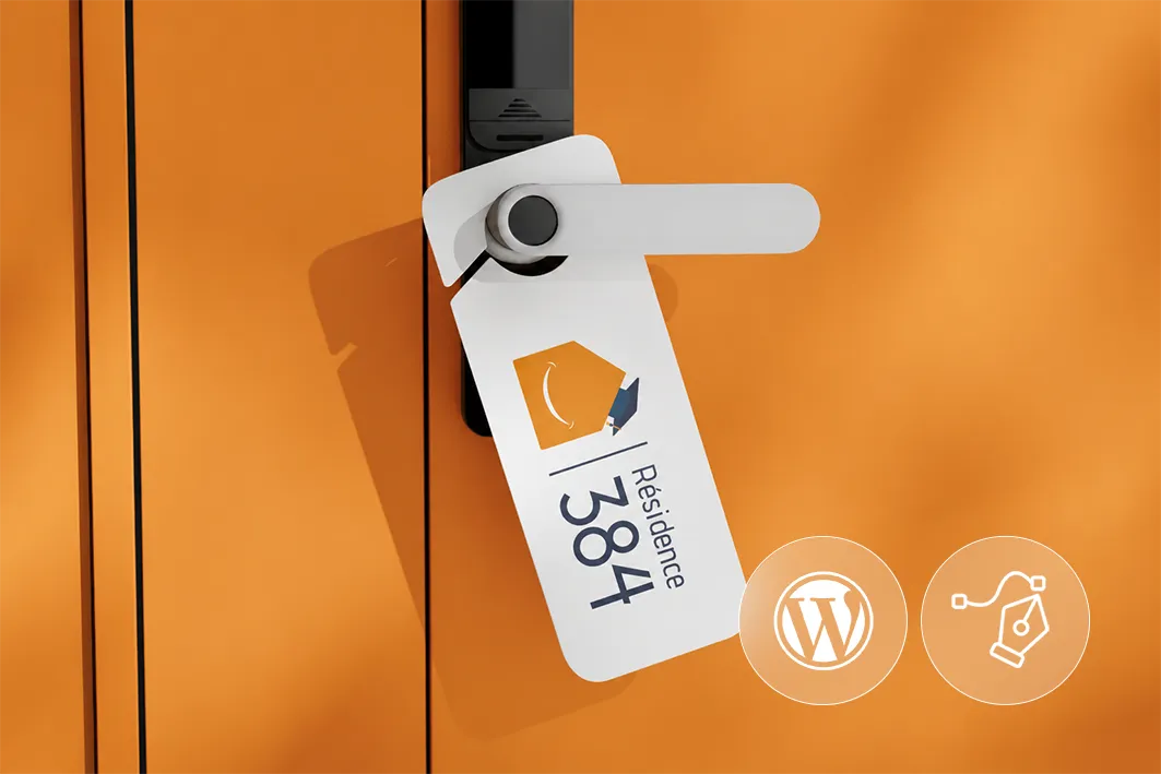 Accroche porte logo Résidence 384, résidence étudiante à Aix-en-Provence